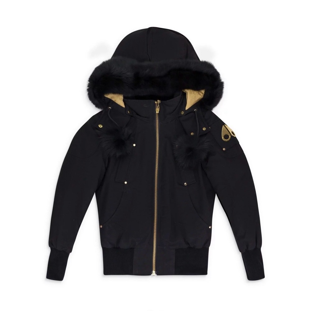 Moose Knuckles Black and Gold Puffer Jacket